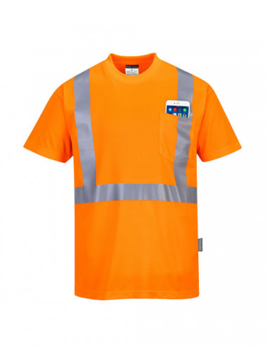 Portwest orangefarbenes Warn-T-Shirt mit Tasche