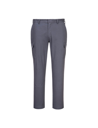 Stretch slim charcoal gray cargo trousers Portwest