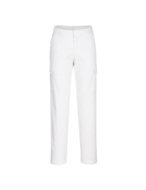 Women`s stretch cargo pants white Portwest