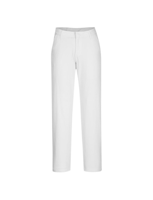 Women`s slim chino trousers white Portwest
