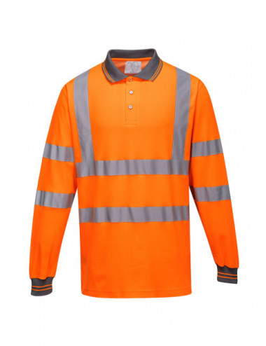 Komfort-Warnpoloshirt aus Baumwolle mit langen Ärmeln, orange Portwest