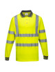 Warnendes Komfort-Poloshirt aus Baumwolle mit langen Ärmeln, gelb Portwest