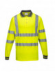 Warnendes Komfort-Poloshirt aus Baumwolle mit langen Ärmeln, gelb Portwest