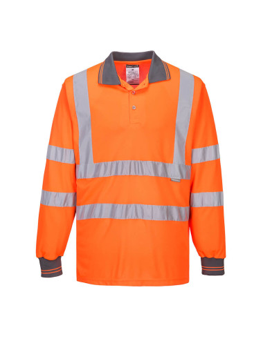 Hi-vis long sleeve polo orange Portwest