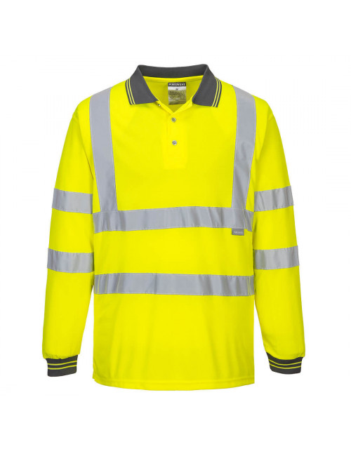 Koszulka ostrzegawcza polo z długimi rękawami żółty Portwest