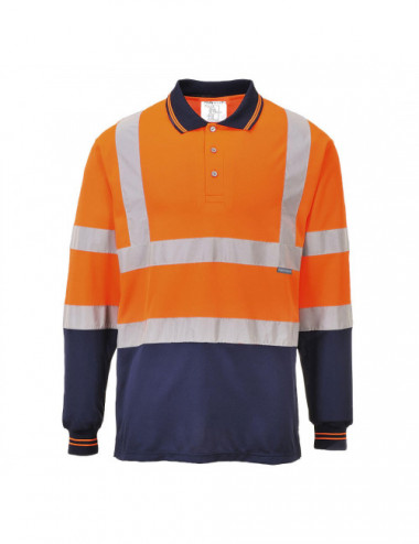 Two tone long sleeve polo shirt orange/navy Portwest