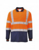 2Two tone long sleeve polo shirt orange/navy Portwest