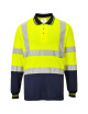 Zweifarbiges Langarm-Poloshirt in Gelb/Marine Portwest
