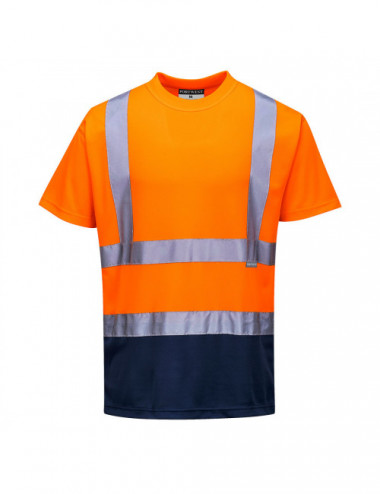Portwest zweifarbiges Warn-T-Shirt in Orange/Marineblau