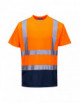 2Portwest zweifarbiges Warn-T-Shirt in Orange/Marineblau
