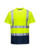 Zweifarbiges Portwest-Warn-T-Shirt in Gelb/Marineblau