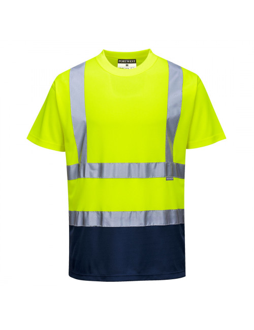 T-shirt ostrzegawczy dwukolorowy żółto/granatowy Portwest