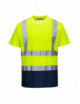 Zweifarbiges Portwest-Warn-T-Shirt in Gelb/Marineblau