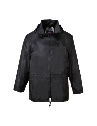 Klassische schwarze Portwest-Regenjacke