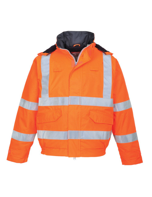 Bomber bizflame rain anti static hi-vis jacket orange Portwest
