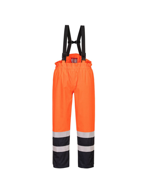Bizflame rain hi-vis safety trousers orange/navy Portwest