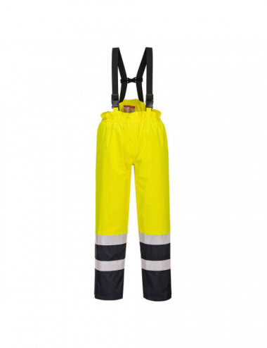Ostrzegawcze spodnie ochronne bizflame rain żółto/granatowy Portwest