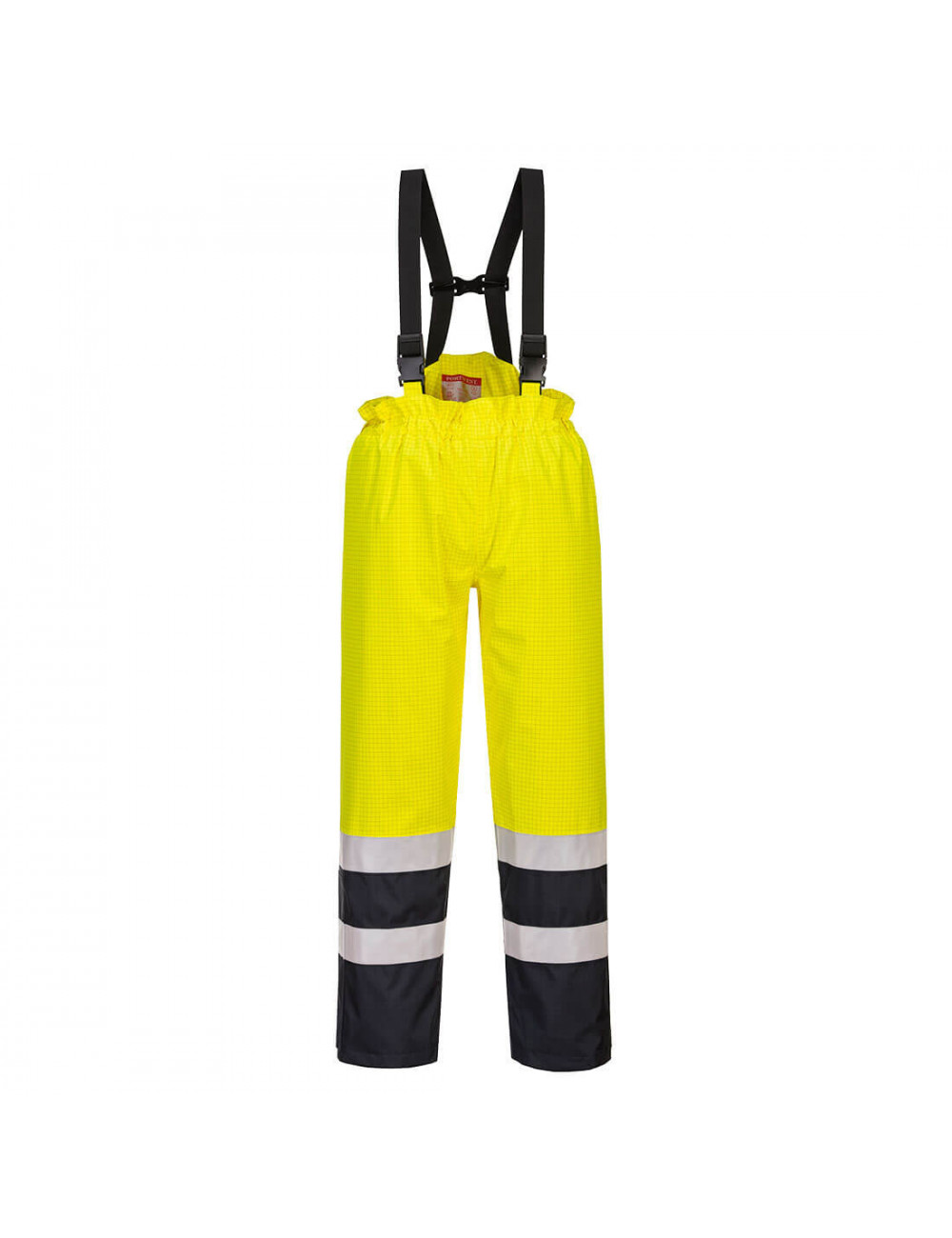 Ostrzegawcze spodnie ochronne bizflame rain żółto/granatowy Portwest