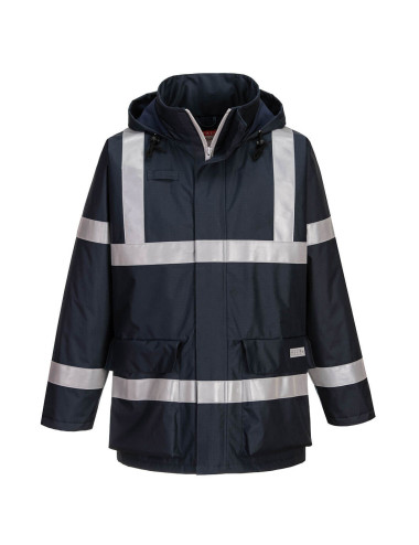 Antistatische, flammhemmende und regenfeste Jacke Bizflame Marineblau Portwest