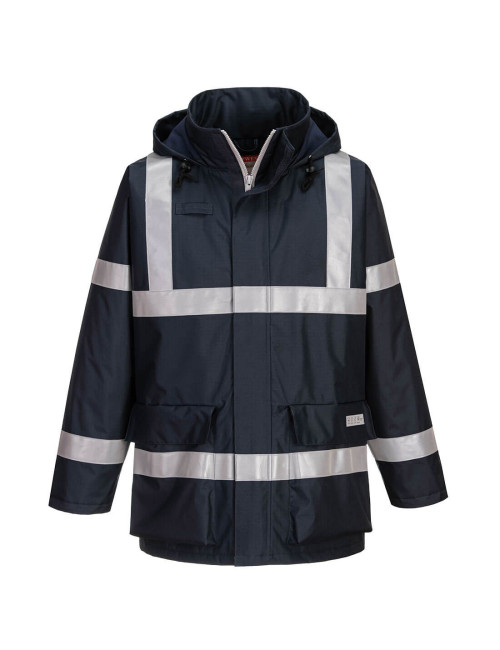 Antistatic flame retardant rain jacket bizflame navy Portwest