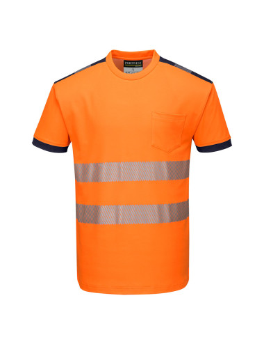 PW3-Warn-T-Shirt orange/marineblau Portwest