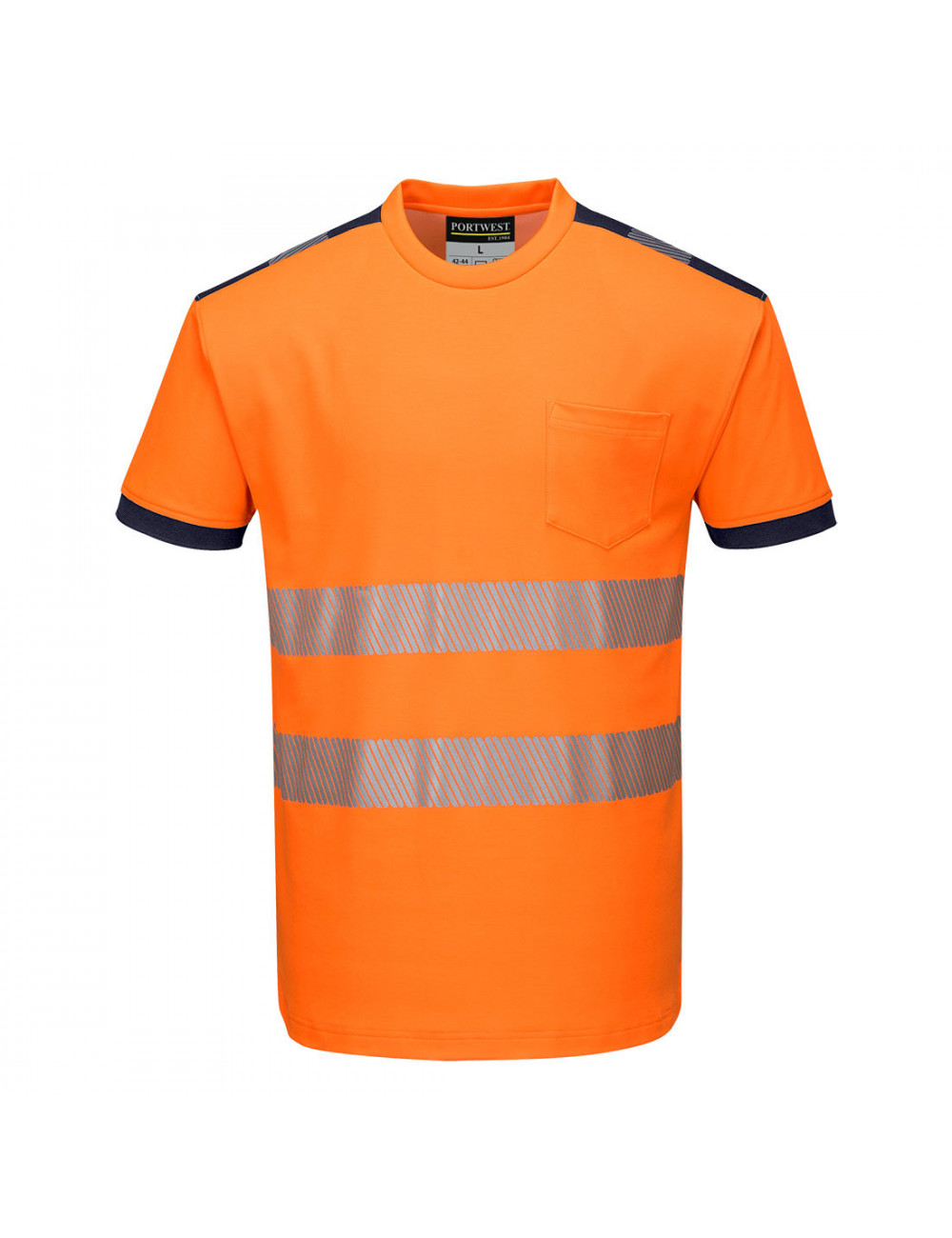 T-shirt ostrzegawczy pw3 pomarańczowo/granatowy Portwest
