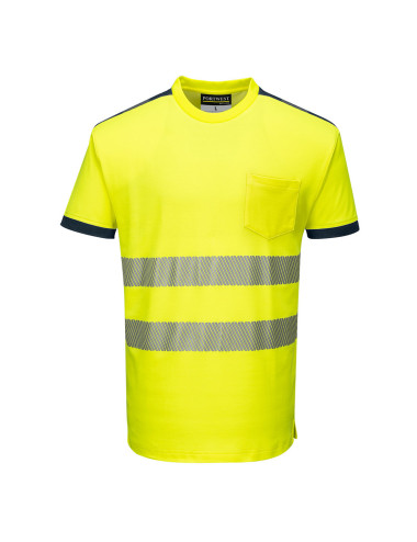 PW3-Warn-T-Shirt gelb/marineblau Portwest
