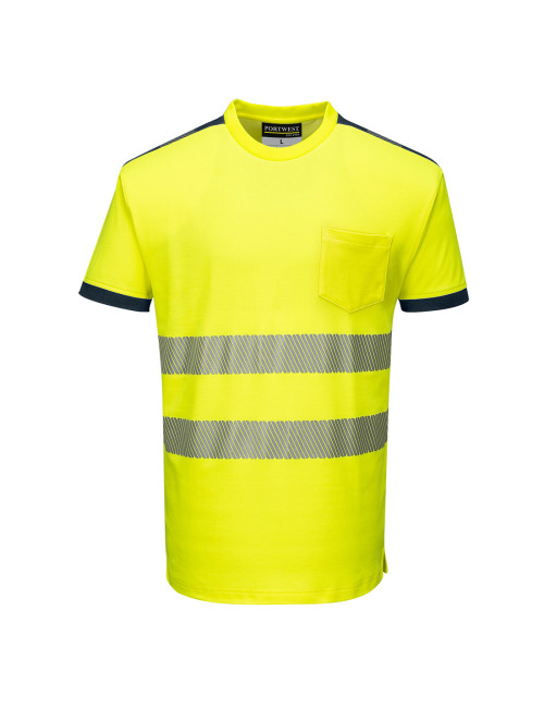 PW3-Warn-T-Shirt gelb/marineblau Portwest