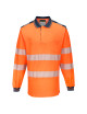Hi-vis pw3 long sleeve polo orange/navy Portwest