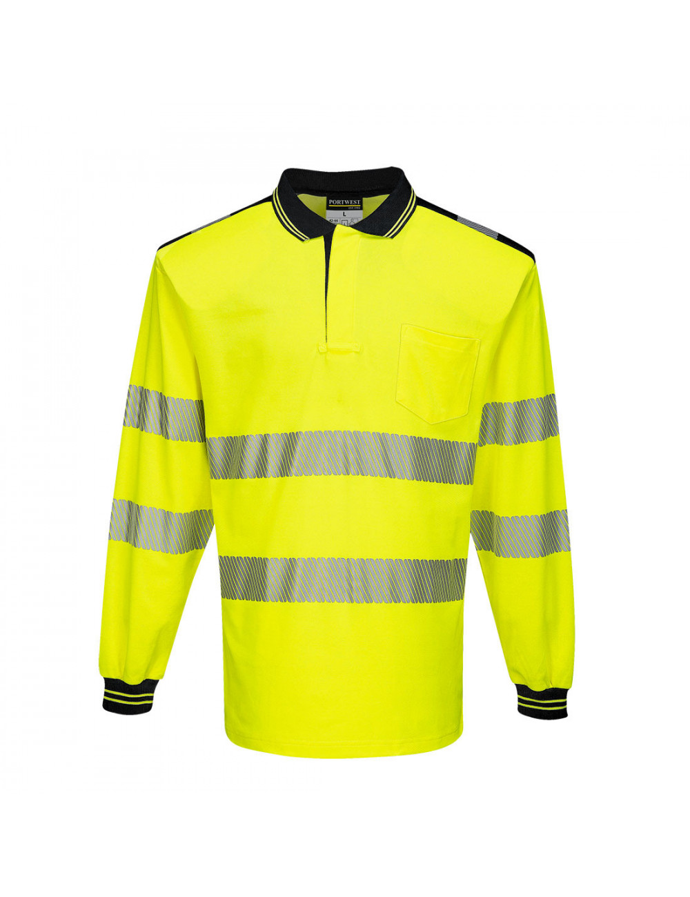 Koszulka ostrzegawcza polo pw3 z długim rękawem żółto/czarny Portwest