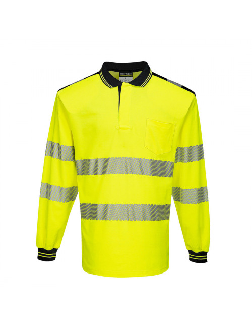 Koszulka ostrzegawcza polo pw3 z długim rękawem żółto/czarny Portwest