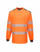 PW3 Langarm-Warn-T-Shirt orange/schwarz Portwest
