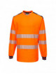 PW3 Langarm-Warn-T-Shirt orange/marineblau Portwest