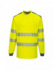PW3 Langarm-Warn-T-Shirt gelb/marineblau Portwest