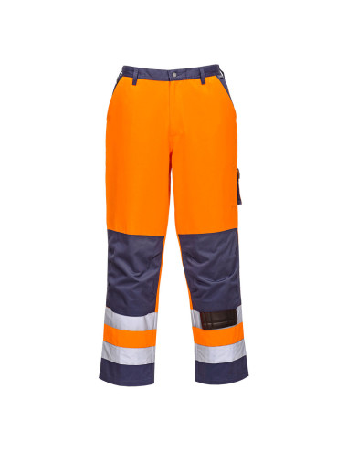 Lyon hi-vis trousers orange/navy Portwest