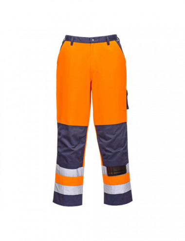 Lyon tall orange/navy tall trousers Portwest
