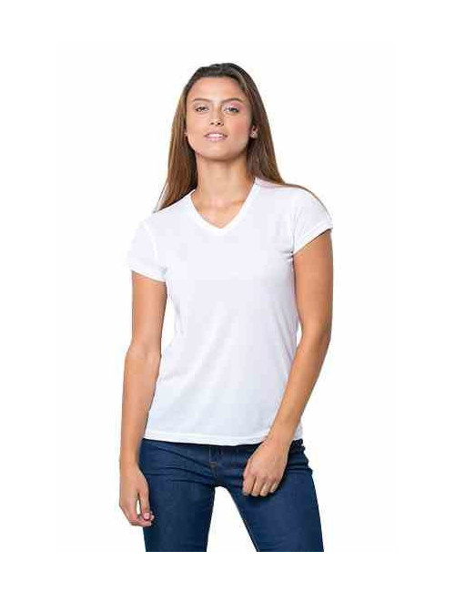 Koszulka damska sublimacja subli comfort v-neck lady biały wydajny Jhk