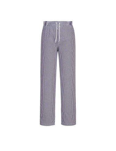 Bromley blue check chef trousers Portwest