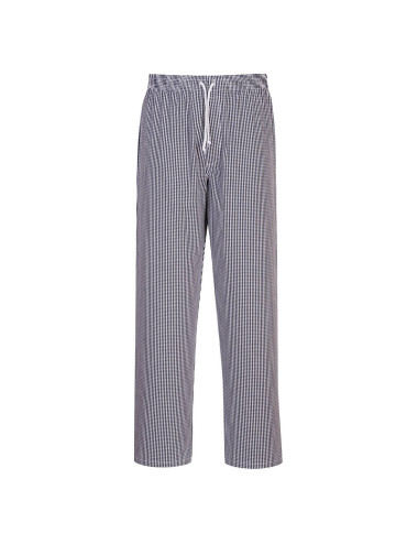 Bromley blue check tall chef trousers Portwest