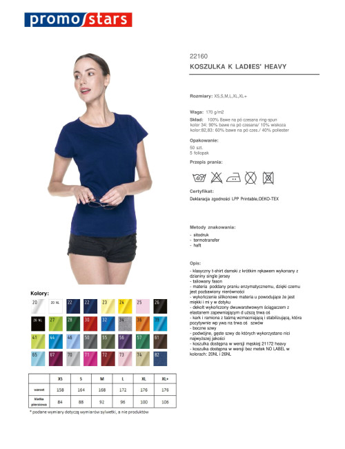 Promostars Damen-T-Shirt LADIES` HEAVY NAVY BLUE mit Firmenlogo