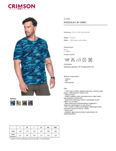 Crimson cut koszulka męska CAMO NIEBIESKIE MORO pod haft nadruk