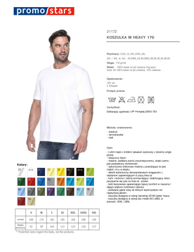 Promostars Herren-T-Shirt HEAVY 170 WHITE mit Stickerei und Logo-Aufdruck