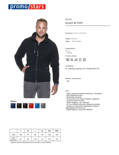 Promostars BLUZA Męska FOXY CZARNY haft logo dla firm