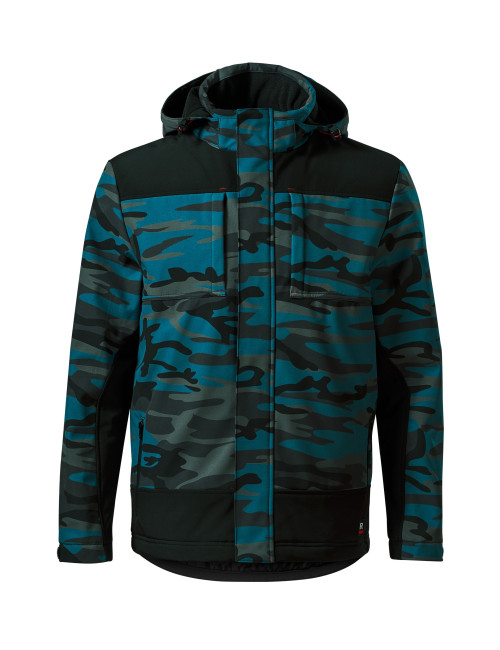 Zimowa kurtka softshellowa męska vertex camo w56 camouflage petrol Malfini Rimeck®