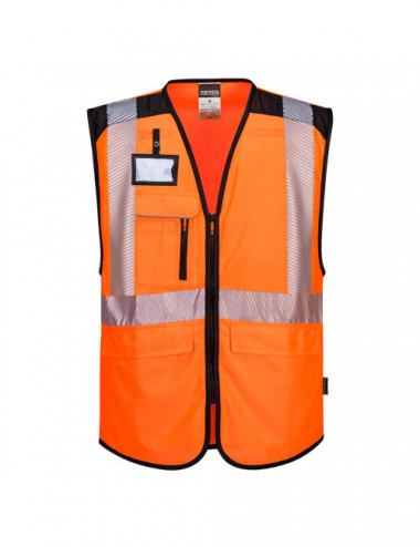PW3 Executive Warning Vest Orange/Black Portwest