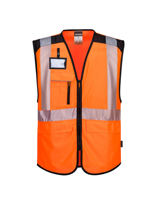 PW3 Executive Orange/Schwarze Warnweste Portwest