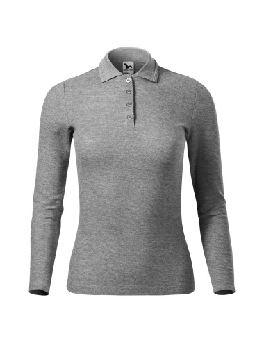 Damen Poloshirt Piqué Polo LS 231 Dunkelgrau Melange Adler Malfini®