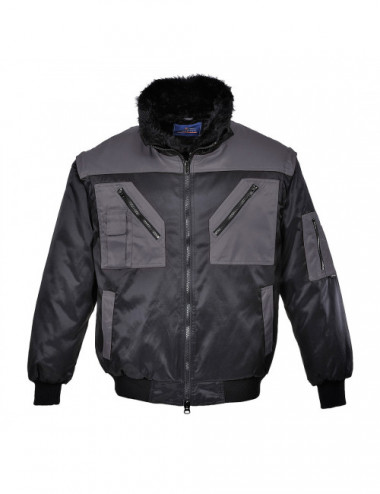Two-tone pilot-style jacket. Black/gray Portwest.