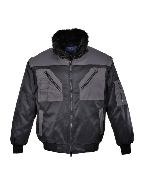 Zweifarbige Pilotenjacke. schwarz/grau Portwest