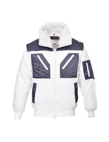 Zweifarbige Pilotenjacke. Portwest weiß